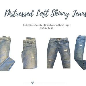 LOFT Blue Distressed Skinny Jeans